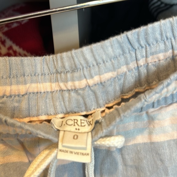 J Crew pink and blue striped elasticized waist/tie 3” shorts size 0 NWT - Picture 2 of 3
